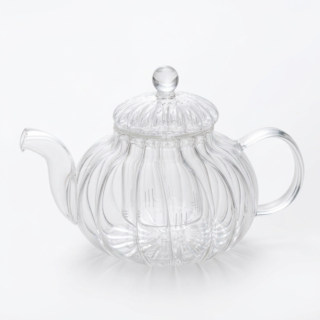 Ribbed Glass Teapot with Infuser