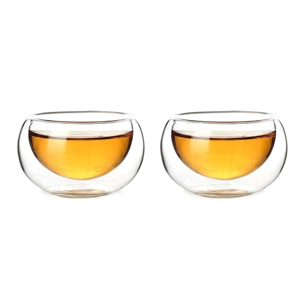 Double-Wall Glass Tea Cups, 50 ml, Set of 2