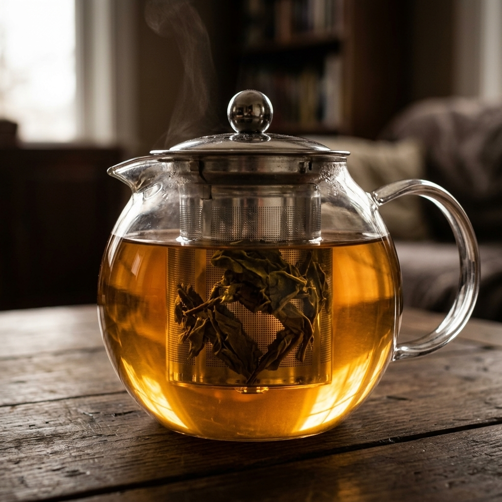 Round Glass Teapot with Steel Infuser