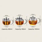 Round Glass Teapot with Steel Infuser