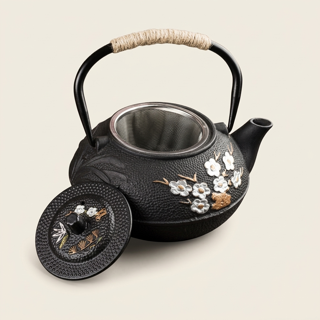 Plum Blossom Cast Iron Teapot with Infuser