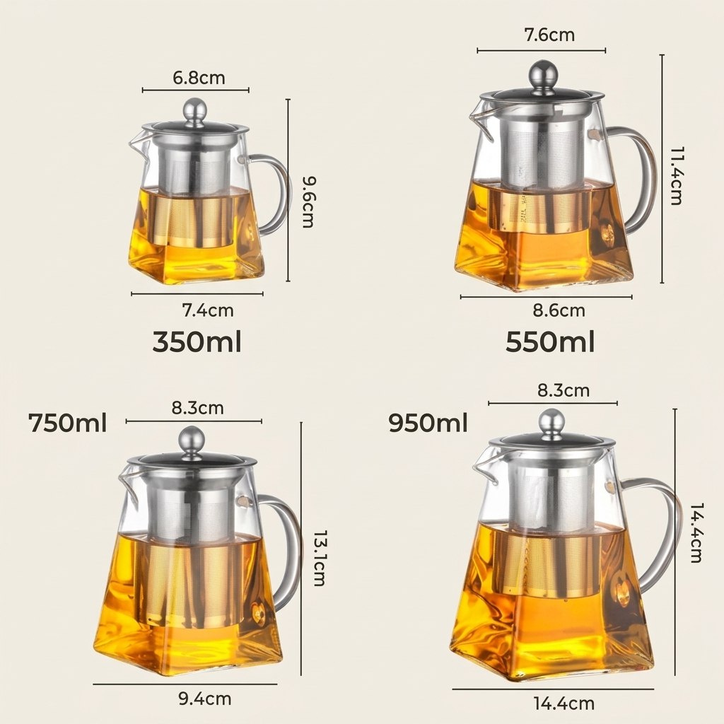 Square Glass Teapot with Infuser
